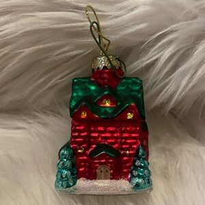 Macy’s Holiday Lane Molded Glass Cabin Ornament